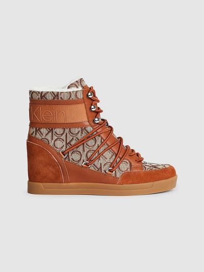 Calvin Klein Cipők HU717168 | Calvin Klein Logo Jacquard Trainer Női Csizma Sötét Barna